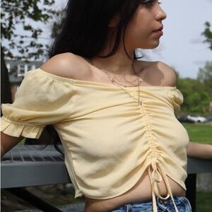 Elegant Off-Shoulder Yellow Top